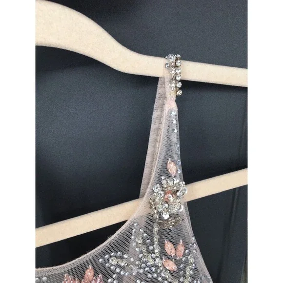 NWT Modessa Couture Light Pink Silver Beaded Ombré Illusion Gown Size 6 Prom - Picture 6 of 13
